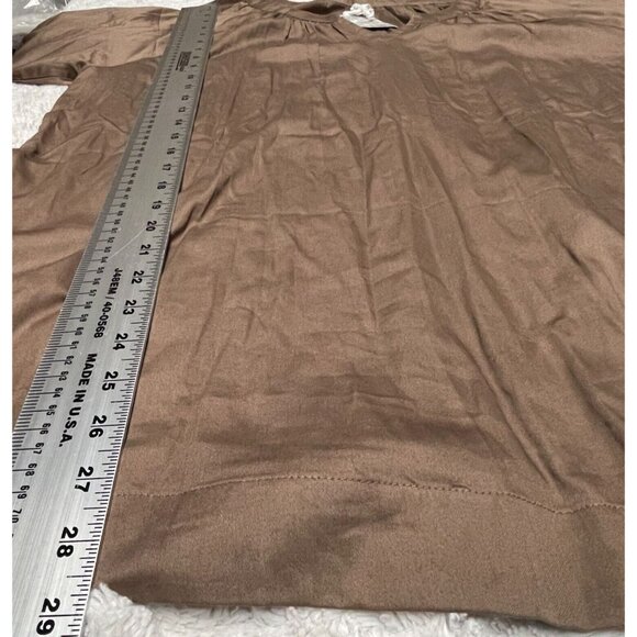 New Kate Quinn Size XXL Organic Cotton Split-Neck Tunic Blouse Lagenlook Brown - Picture 8 of 8